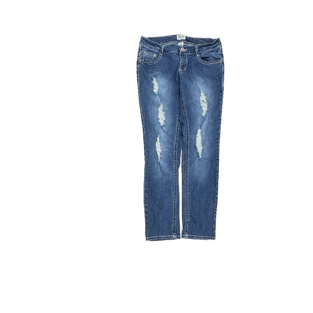 Mudd Distressed Skinny Women's size 11‎ Dark Wash Blue Denim Jeans